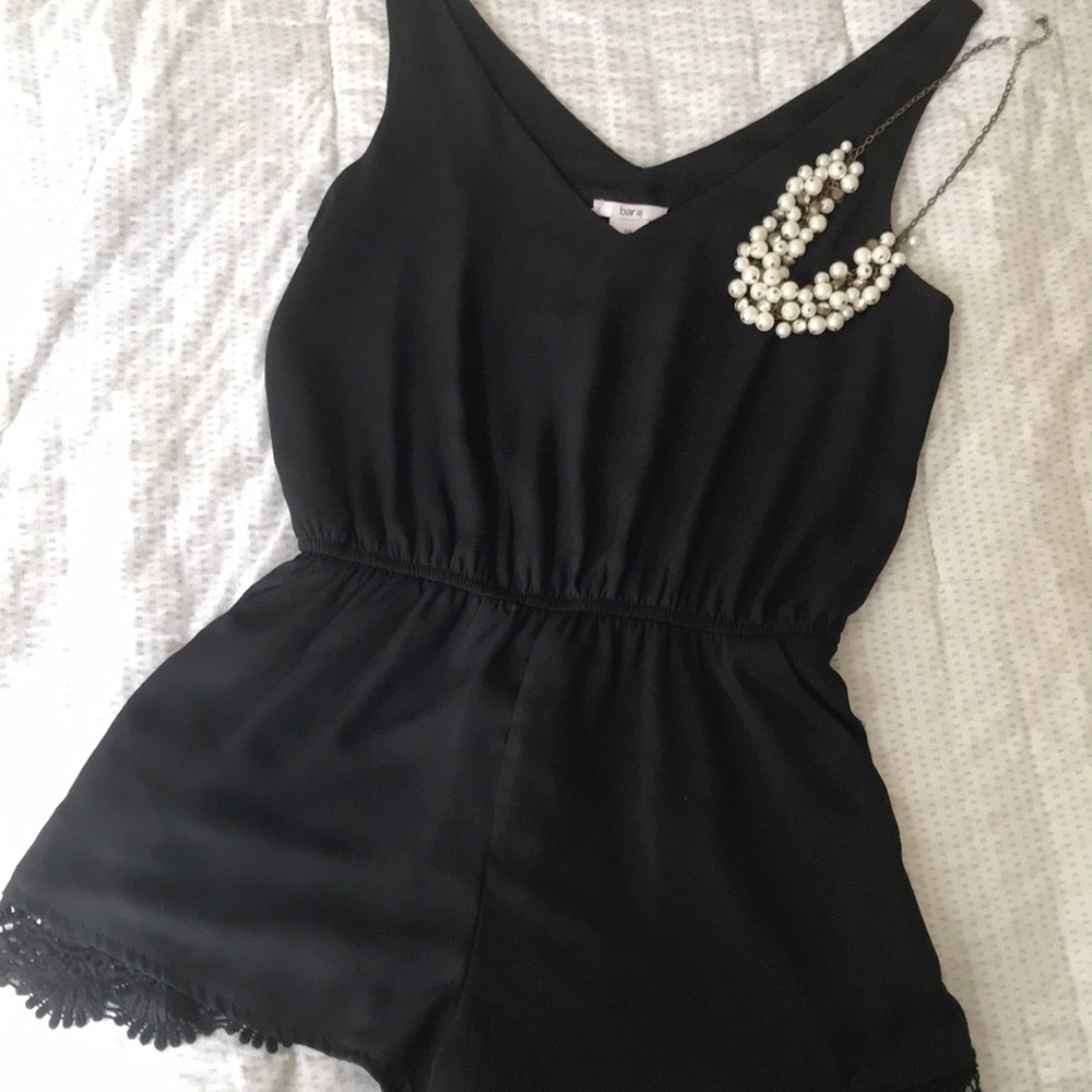 Bar III Black romper with lace detail